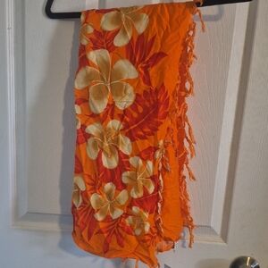 Floral Orange and Cream Scarf